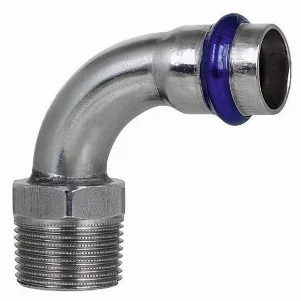 Колено длинное пресс нержавейка ASG Inox Press Ø 18×1/2" наружная резьба