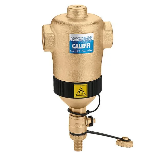 Дешламатор з магнітом горизонтальний Caleffi Dirtmag Ø 3/4" внутр.- внутр. різьба (фільтрація: 5 μm, t=0÷110 °C, Pa=10 bar)