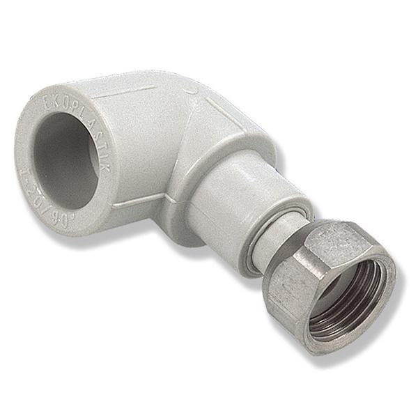 Колено PP-RCT Ekoplastik Ø 20×3/4" с накидной гайкой