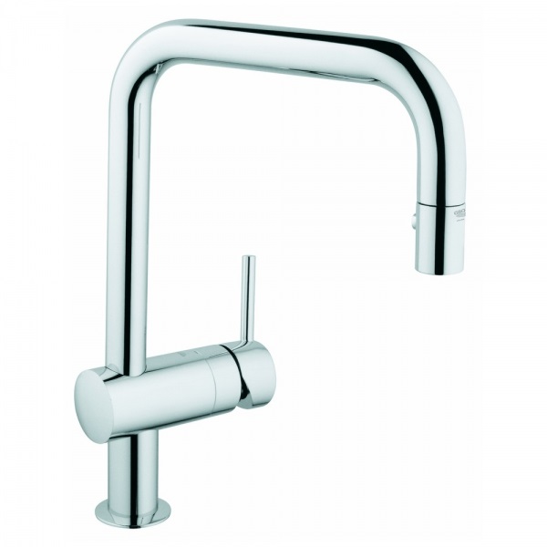 Смеситель для кухни Grohe Minta с выдвижным U-изливом/лейкой, хром