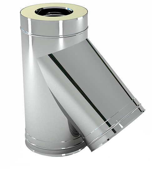 Тройник для дымохода сэндвич Ø 350×420/45° мм (нерж.- нерж. сталь 1,0 мм AISI)