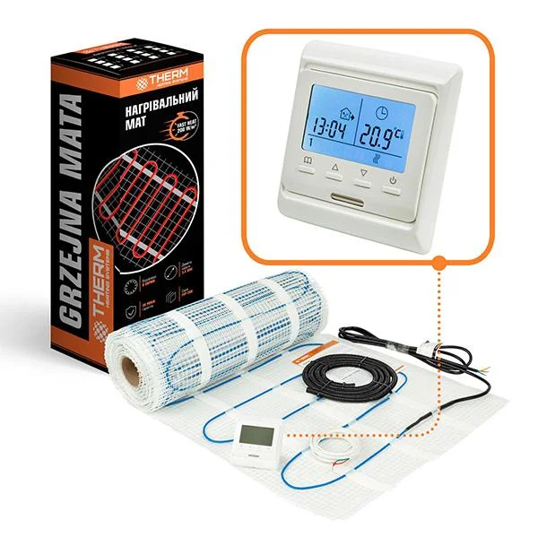 Комплект тепла підлога Therm FEP-200 - 0,5 м² (з білим програмованим терморегулятором)