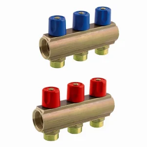 Комплект коллекторов Bianchi Ø 1"×3/4" EK - 3 контура, I=50 мм (красный + синий)