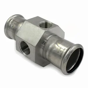 Муфта прес нержавійка RM Inox PRES Ø 42 мм, з отворами Ø 1/2"