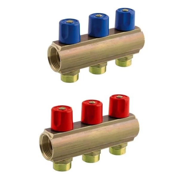 Комплект коллекторов Bianchi Ø 1"×3/4" EK - 5 контуров, I=50 мм (красный + синий)
