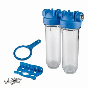 Фильтр магистральный Atlas Filtri 10" DP Duo Ø 3/4" OT (TS прозрачный корпус) KIT