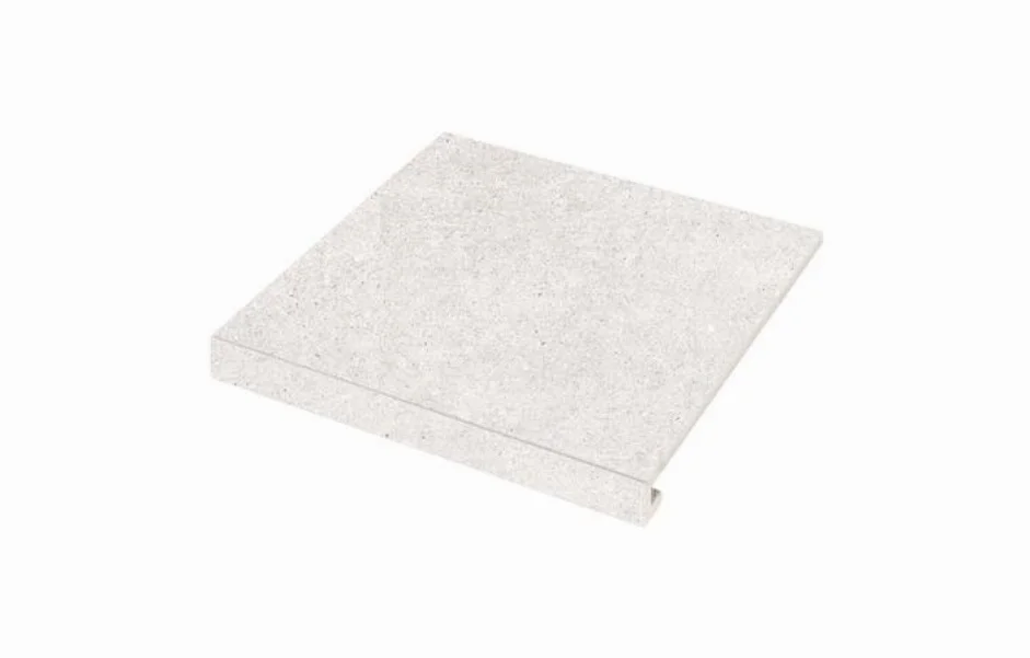 Ступень угловая левая с капиносом SZRXRM1BRC1 CONCRETE Bianco 345-35x300x9,2 Zeus Ceramica