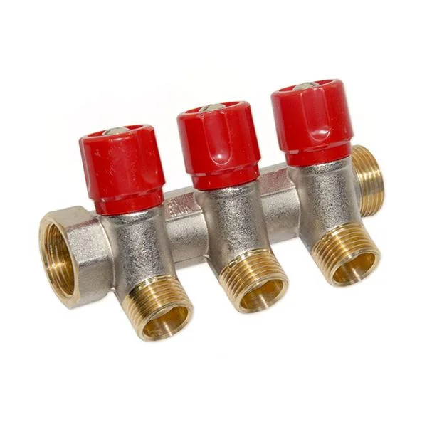 Коллектор с вентилями Bianchi Ø 3/4"×1/2" - 3 контура, I=36 мм (red/красный)