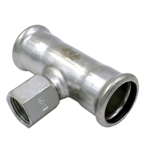 Тройник пресс нержавейка RM Inox PRES Ø 15×1/2"×15 мм, внутренняя резьба