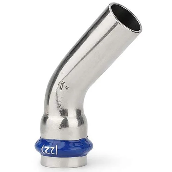 Коліно прес нержавійка (1 муфта) ASG Inox Press Ø 108/45° мм