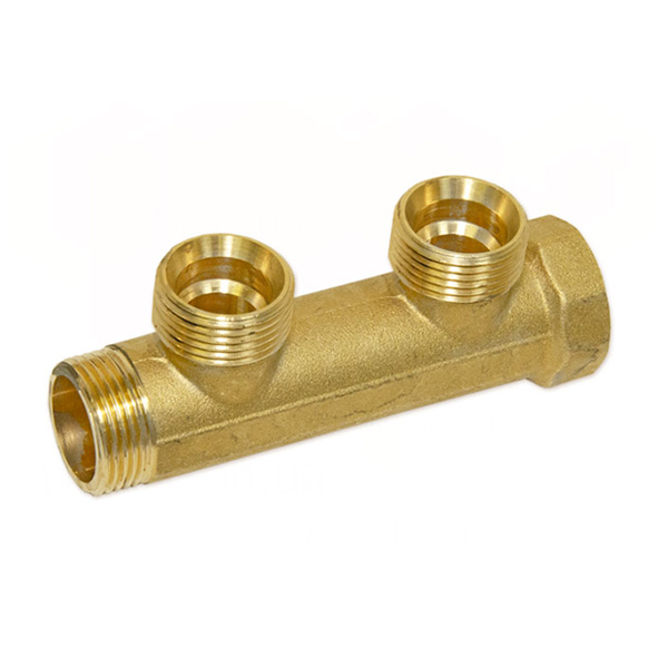 Коллектор латунный Bianchi Ø 3/4"×3/4" EK - 2 контура, I=50 мм (ADZ Brass)