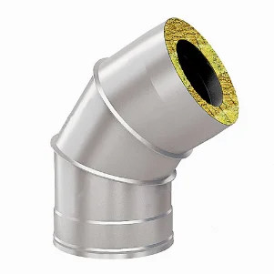 Колено для дымохода сэндвич Ø 180/250×45° мм (нерж.- нерж. сталь 1,0 мм AISI)