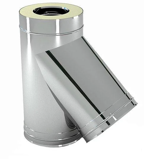 Тройник для дымохода сэндвич Ø 350×420/45° мм (нерж.- нерж. сталь 1,0 мм AISI)