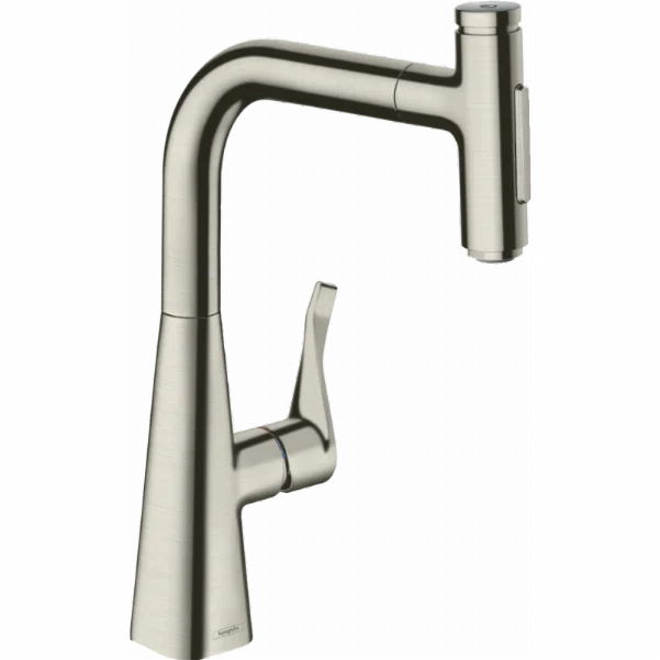 Смеситель для кухонной мойки Hansgrohe Metris Select M71 с выдвижным душем, под сталь