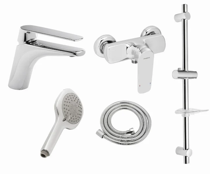 Набір для душу зі штангою GENEBRE Kode 04KOD17TA (62130084566+62110314567+DXO345+163645+1001356000)