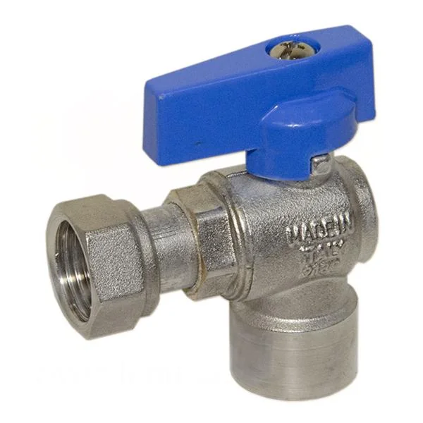 Кран з накидною гайкою кутовий Bianchi Ø 3/4"×3/4" внутр.- внутр. різьба (blue/синій)