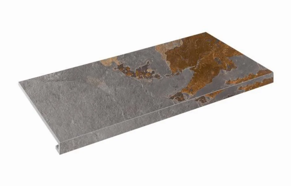 Ступень угловая правая с капиносом SZRXST2BRR2 Slate Multicolor 345-35x600x9,2 Zeus Ceramica