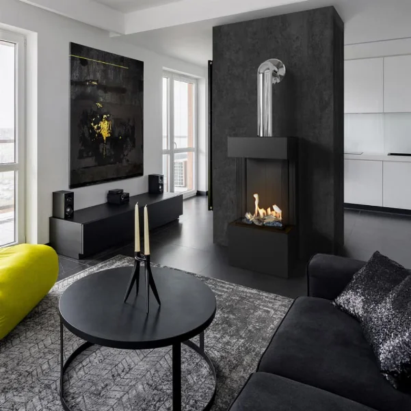 Камін Kratki LEO 45/68 ліва / права в корпусі Home Easy Box сталевий - чорний NG