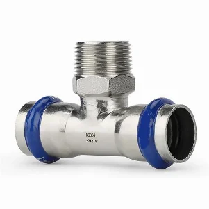 Тройник пресс нержавейка ASG Inox Press Ø 35×1-1/4"×35 мм, наружная резьба