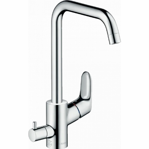 Смеситель Hansgrohe Focus E2 для кухонной мойки с запорным вентилем для посудомоечной машины, хром 31823000