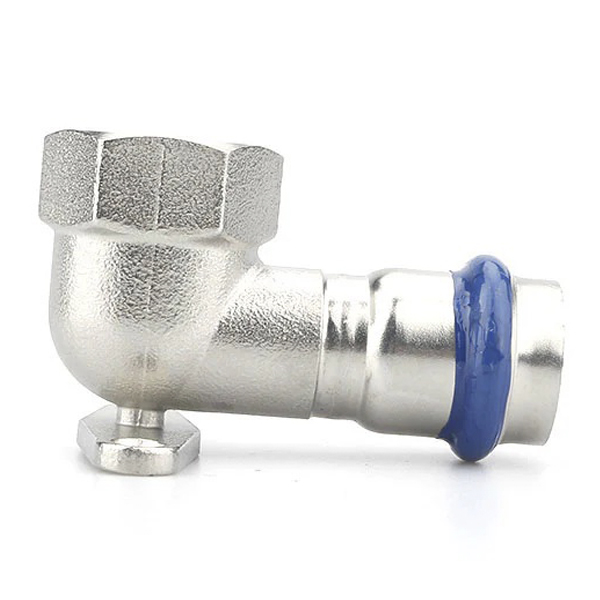 Колено настенное пресс нержавейка ASG Inox Press Ø 15×1/2" внутренняя резьба