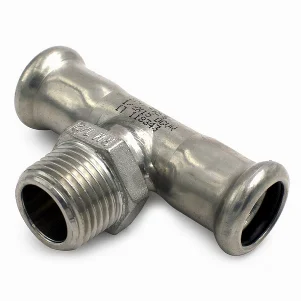 Тройник пресс нержавейка RM Inox PRES Ø 15×1/2"×15 мм, наружная резьба