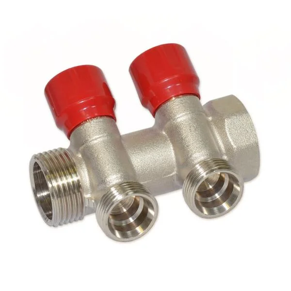 Колектор вентильний кутовий Carlo Poletti Ø 1"×3/4" EK - 2 виходи (red/червоний)