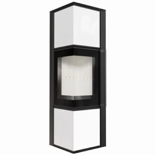 Стальная печь-камин Kratki Tora M LW 8,0 кВт, lacobel белый