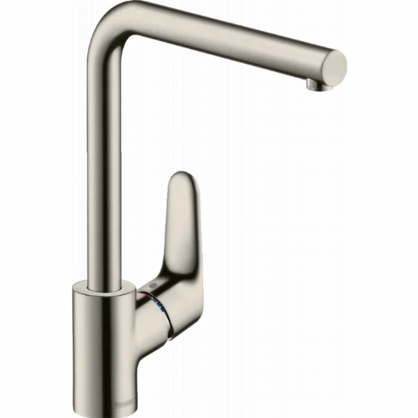 Смеситель Hansgrohe Focus для кухонной мойки с L-образным поворотным изливом, сталь 31817800