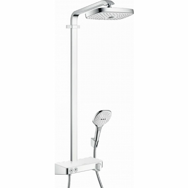Душевая система с термостатом Hansgrohe Raindance Select E 300 2jet Showerpipe, цвет: белый/хром