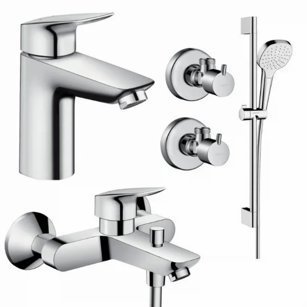Набір змішувачів для ванни 4 в 1 Hansgrohe Logis 71400116 (71100000, 27772000, 71400000, 13901000-2шт.)