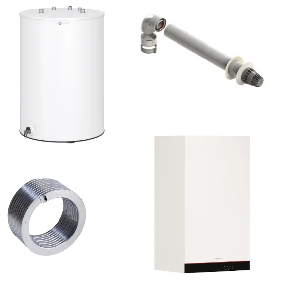 Пакетна пропозиція: Котел Viessmann Vitodens 100-W 32 кВт тип B1HF (бойлер 300 літрів, датчик температури, димохід)