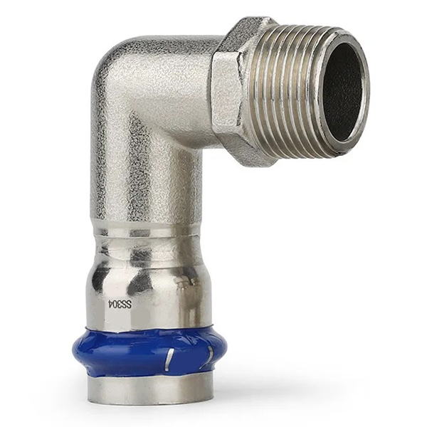 Колено короткое пресс нержавейка ASG Inox Press Ø 28×3/4" наружная резьба