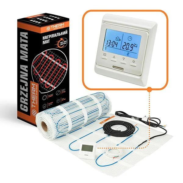 Комплект теплого пола Therm FEP-200 - 6,0 м² (с белым программируемым терморегулятором)