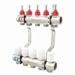 Колектор теплої підлоги Polmark Ø 1"×3/4" EK - 2 контури (з витратомірами)