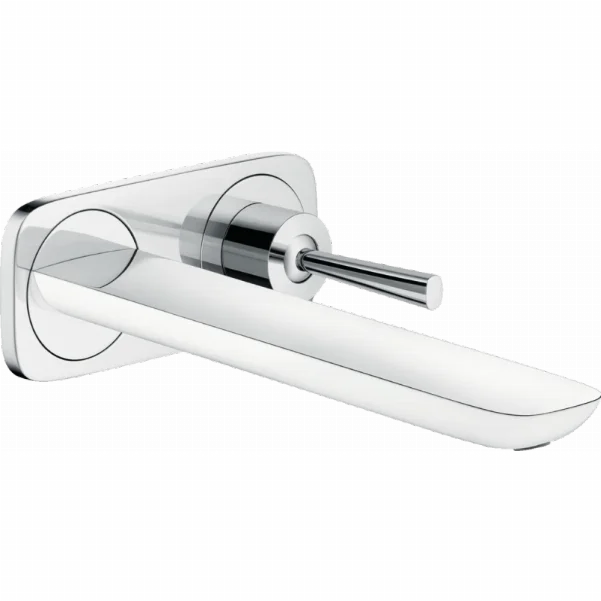 Смеситель Hansgrohe PuraVida для раковины настенный с длинным изливом, белый/хром 15085400