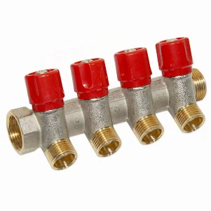 Колектор з вентилями Bianchi Ø 3/4"×1/2" - 4 контури, I=36 мм (red/червоний)
