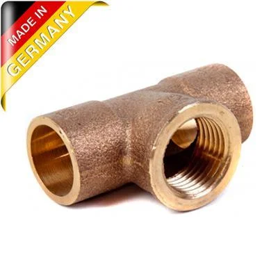 Тройник бронзовый Sanha Ø 28×1/2"×28 мм, с внутренней резьбой (код. 4130g)