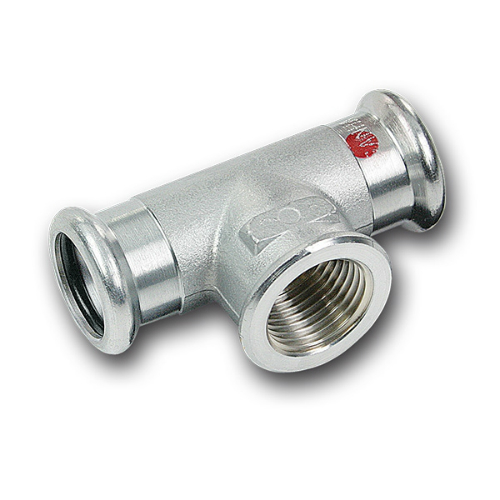 Трійник прес оцинковка SANHA Therm Press 35×1/2"×35 мм, з внутрішньою різьбою (код. 24130g)