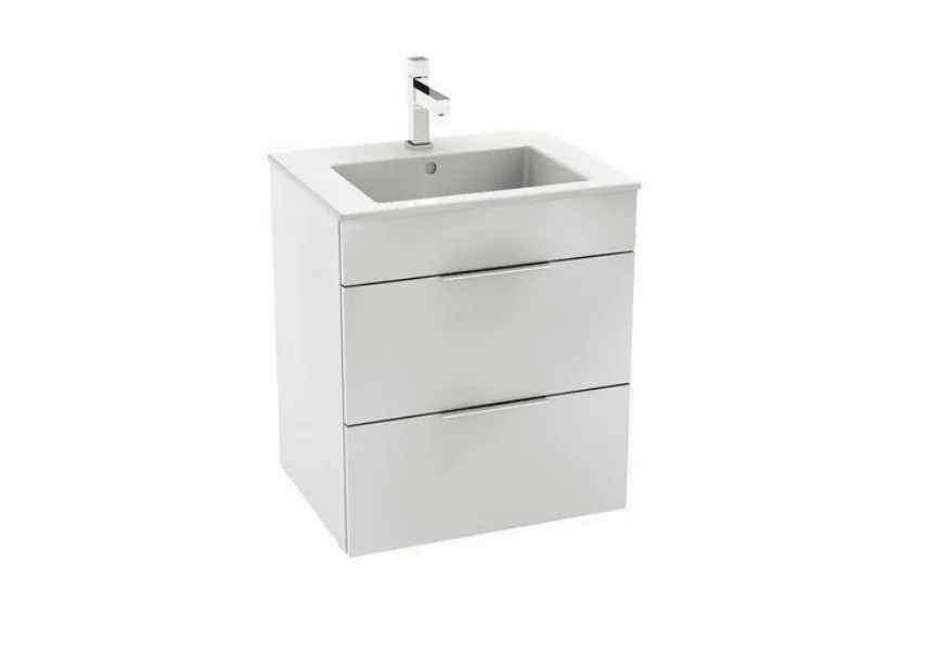 Тумба ROCA SUIT 540x422x620 мм с раковиной, 1 отверстие под смеситель, 2 выдвижных шкафчика, белый глянец