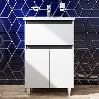 Тумба з раковиною, підлогова, 55 см, 1 ящик, 2 дверки AM.PM M85-FSX0553-WC0553WG38 X-Joy