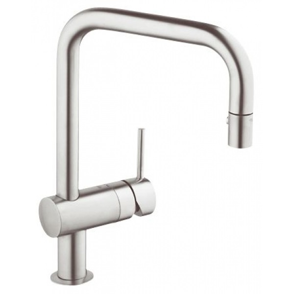 Смеситель для кухни Grohe Minta с выдвижным U-изливом/лейкой, сталь