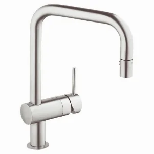 Змішувач для кухні Grohe Minta з висувним U-вилив/лійкою, сталь