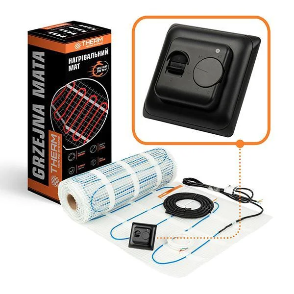 Комплект тепла підлога Therm FEP-200 - 12,0 м² (з чорним механічним терморегулятором)