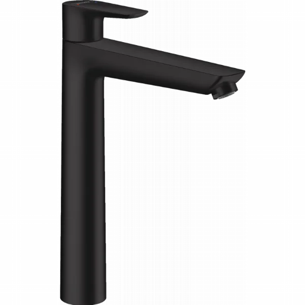 Змішувач для раковини Hansgrohe Talis E з високим виливом і зливним гарнітуром, чорний матовий