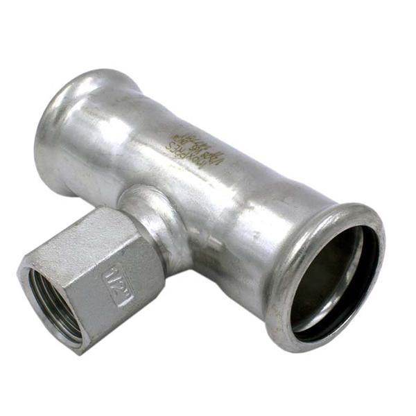Тройник пресс нержавейка RM Inox PRES Ø 54×1/2"×54 мм, внутренняя резьба