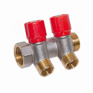 Колектор з вентилями Bianchi Ø 3/4"×1/2" - 2 контури, I=36 мм (red/червоний)