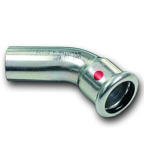 Кут прес оцинковка (1 муфта) SANHA Therm Press 15/45° (код. 24040)