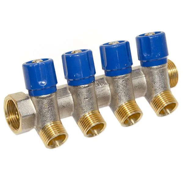 Колектор з вентилями Bianchi Ø 3/4"×1/2" - 4 контури, I=36 мм (blue/синій)