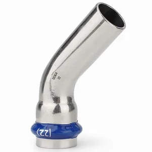 Коліно прес нержавійка (1 муфта) ASG Inox Press Ø 15/45° мм